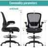 imageDrafting Chair Ergonomic Tall Office Chair Standing Desk Chair with Flip Up Arms Foot Rest Back Support Adjustable Height Mesh Drafting Stool BlackBlack