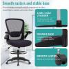 imageDrafting Chair Ergonomic Tall Office Chair Standing Desk Chair with Flip Up Arms Foot Rest Back Support Adjustable Height Mesh Drafting Stool BlackBlack