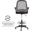 imageDrafting Chair Ergonomic Tall Office Chair Standing Desk Chair with Flip Up Arms Foot Rest Back Support Adjustable Height Mesh Drafting Stool BlackBlack