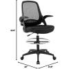 imageDrafting Chair Ergonomic Tall Office Chair Standing Desk Chair with Flip Up Arms Foot Rest Back Support Adjustable Height Mesh Drafting Stool BlackBlack