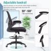 imageDrafting Chair Ergonomic Tall Office Chair Standing Desk Chair with Flip Up Arms Foot Rest Back Support Adjustable Height Mesh Drafting Stool BlackBlack