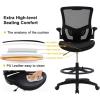 imageDrafting Chair Ergonomic Tall Office Chair Standing Desk Chair with Flip Up Arms Foot Rest Back Support Adjustable Height Mesh Drafting Stool BlackBlack