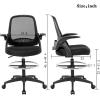 imageDrafting Chair Ergonomic Tall Office Chair Standing Desk Chair with Flip Up Arms Foot Rest Back Support Adjustable Height Mesh Drafting Stool BlackBlack