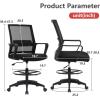 imageDrafting Chair Tall Office Chair Adjustable Swivel Rolling Mesh Height with Lumbar Support Arms Footrest Mid Back for Adults Standing Desk Drafting Stool BlackBlack
