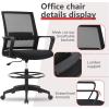 imageDrafting Chair Tall Office Chair Adjustable Swivel Rolling Mesh Height with Lumbar Support Arms Footrest Mid Back for Adults Standing Desk Drafting Stool BlackBlack