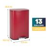 imageFDW 13 Gallon50 L Garbage Can Kitchen Trash Can with Lid for Office Bedroom Bathroom Step Trash Bin FingerprintProof Brushed Stainless Steel 13 Gallon  50 LiterRed