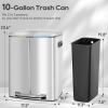 imageFDW 13 Gallon50 L Garbage Can Kitchen Trash Can with Lid for Office Bedroom Bathroom Step Trash Bin FingerprintProof Brushed Stainless Steel 13 Gallon  50 LiterStainless Steel