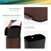 imageFDW 13 Gallon50 L Garbage Can Kitchen Trash Can with Lid for Office Bedroom Bathroom Step Trash Bin FingerprintProof Brushed Stainless Steel 13 Gallon  50 LiterBrown