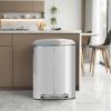 imageFDW 13 Gallon50 L Garbage Can Kitchen Trash Can with Lid for Office Bedroom Bathroom Step Trash Bin FingerprintProof Brushed Stainless Steel 13 Gallon  50 LiterStainless Steel