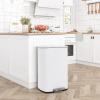 imageFDW 13 Gallon50 L Garbage Can Kitchen Trash Can with Lid for Office Bedroom Bathroom Step Trash Bin FingerprintProof Brushed Stainless Steel 13 Gallon  50 LiterWhite