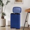 imageFDW 13 Gallon50 L Garbage Can Kitchen Trash Can with Lid for Office Bedroom Bathroom Step Trash Bin FingerprintProof Brushed Stainless Steel 13 Gallon  50 LiterDeep Blue