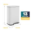 imageFDW 13 Gallon50 L Garbage Can Kitchen Trash Can with Lid for Office Bedroom Bathroom Step Trash Bin FingerprintProof Brushed Stainless Steel 13 Gallon  50 LiterWhite