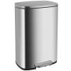 imageFDW 13 Gallon50 L Garbage Can Kitchen Trash Can with Lid for Office Bedroom Bathroom Step Trash Bin FingerprintProof Brushed Stainless Steel 13 Gallon  50 LiterStainless Steel