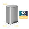 imageFDW 13 Gallon50 L Garbage Can Kitchen Trash Can with Lid for Office Bedroom Bathroom Step Trash Bin FingerprintProof Brushed Stainless Steel 13 Gallon  50 LiterStainless Steel