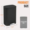 imageFDW 13 Gallon50 L Garbage Can Kitchen Trash Can with Lid for Office Bedroom Bathroom Step Trash Bin FingerprintProof Brushed Stainless Steel 13 Gallon  50 LiterBlack
