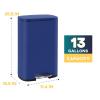 imageFDW 13 Gallon50 L Garbage Can Kitchen Trash Can with Lid for Office Bedroom Bathroom Step Trash Bin FingerprintProof Brushed Stainless Steel 13 Gallon  50 LiterDeep Blue