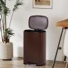 imageFDW 13 Gallon50 L Garbage Can Kitchen Trash Can with Lid for Office Bedroom Bathroom Step Trash Bin FingerprintProof Brushed Stainless Steel 13 Gallon  50 LiterBrown