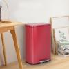 imageFDW 13 Gallon50 L Garbage Can Kitchen Trash Can with Lid for Office Bedroom Bathroom Step Trash Bin FingerprintProof Brushed Stainless Steel 13 Gallon  50 LiterRed