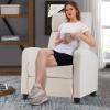 imageFDW Recliner Chair Push Back Sofa Home Theater Seating with Lumbar Support and Leather Padded Seat Backrest for Living RoomFabric Beige