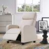 imageFDW Recliner Chair Push Back Sofa Home Theater Seating with Lumbar Support and Leather Padded Seat Backrest for Living RoomFabric Beige