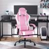 imageGaming Chair Office Chair Desk Chair with Footrest Lumbar Support Headrest Armrest Task Rolling Swivel Ergonomic ESports Adjustable PC Gamer Chair WhitePink
