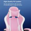 imageGaming Chair Office Chair Desk Chair with Footrest Lumbar Support Headrest Armrest Task Rolling Swivel Ergonomic ESports Adjustable PC Gamer Chair WhitePink