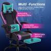 imageGaming Chair Office Chair Desk Chair with Footrest Lumbar Support Headrest Armrest Task Rolling Swivel Ergonomic ESports Adjustable PC Gamer Chair WhitePurple