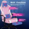 imageGaming Chair Office Chair Desk Chair with Footrest Lumbar Support Headrest Armrest Task Rolling Swivel Ergonomic ESports Adjustable PC Gamer Chair WhitePink