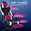 imageGaming Chair Office Chair Desk Chair with Footrest Lumbar Support Headrest Armrest Task Rolling Swivel Ergonomic ESports Adjustable PC Gamer Chair WhiteWhite