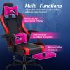 imageGaming Chair Office Chair Desk Chair with Footrest Lumbar Support Headrest Armrest Task Rolling Swivel Ergonomic ESports Adjustable PC Gamer Chair WhiteRed