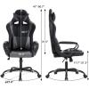 imageGaming Chair Office Chair Racing Chair with Lumbar Support Arms Headrest High Back PU Leather Massage Ergonomic Desk Chair Rolling Swivel Adjustable PC Computer Chair for Women Adults GirlsWhiteGrey