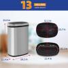 imageKitchen Trash Can with Lid 13 Gallon Automatic Garbage Can for Bathroom Bedroom Home Office 50 Liter Touch Free HighCapacity Brushed Stainless Steel Waste BinStainless Steel