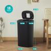 imageKitchen Trash Can with Lid 13 Gallon Automatic Garbage Can for Bathroom Bedroom Home Office 50 Liter Touch Free HighCapacity Brushed Stainless Steel Waste BinBlack