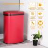 imageKitchen Trash Can with Lid 13 Gallon Automatic Garbage Can for Bathroom Bedroom Home Office 50 Liter Touch Free HighCapacity Brushed Stainless Steel Waste BinRed