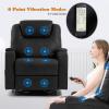 imageMassage Recliner Chair Rocking Swivel Chair with Heated Massage Ergonomic Lounge 360 Degree Swivel Single Sofa Seat and Two Hidden Cup Holders Black