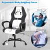imageOffice Chair PC Gaming Chair Cheap Desk Chair Ergonomic PU Leather Executive Computer Chair Lumbar Support for Women Men BlackWhite