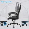 imageOffice Chair PC Gaming Chair Cheap Desk Chair Ergonomic PU Leather Executive Computer Chair Lumbar Support for Women Men BlackWhite