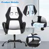 imageOffice Chair PC Gaming Chair Cheap Desk Chair Ergonomic PU Leather Executive Computer Chair Lumbar Support for Women Men BlackWhite