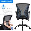 imageOffice Computer Mesh Chair Ergonomic Mid Back Swivel Rolling Desk Chair with Armrest Height Adjustable Lumbar Support x BlackBlack