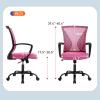 imageOffice Computer Mesh Chair Ergonomic Mid Back Swivel Rolling Desk Chair with Armrest Height Adjustable Lumbar Support x BlackPink