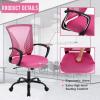 imageOffice Computer Mesh Chair Ergonomic Mid Back Swivel Rolling Desk Chair with Armrest Height Adjustable Lumbar Support x BlackPink