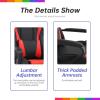 imagePC Gaming Chair Big and Tall Office Chair 400lbs Wide Seat Racing Computer Chair Executive Task Rolling Swivel Adjustable Ergonomic Desk Chair with Lumbar Support Headrest Armrest for AdultsRed