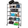 imagePayLessHere  6Tier Wire Shelf with Wheels  48quotx18quotx82quot  Chrome  Adjustable Racks  HeavyDuty Storage Shelves Holds Upto 510 lbs  RustResistant NoTool Assembly  for Home Garage ShelvingBlack