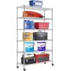 imagePayLessHere  6Tier Wire Shelf with Wheels  48quotx18quotx82quot  Chrome  Adjustable Racks  HeavyDuty Storage Shelves Holds Upto 510 lbs  RustResistant NoTool Assembly  for Home Garage ShelvingChrome
