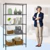 imagePayLessHere  6Tier Wire Shelf with Wheels  48quotx18quotx82quot  Chrome  Adjustable Racks  HeavyDuty Storage Shelves Holds Upto 510 lbs  RustResistant NoTool Assembly  for Home Garage ShelvingBlack