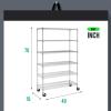 imagePayLessHere  6Tier Wire Shelf with Wheels  48quotx18quotx82quot  Chrome  Adjustable Racks  HeavyDuty Storage Shelves Holds Upto 510 lbs  RustResistant NoTool Assembly  for Home Garage ShelvingChrome