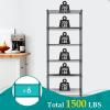 imagePayLessHere  6Tier Wire Shelf with Wheels  48quotx18quotx82quot  Chrome  Adjustable Racks  HeavyDuty Storage Shelves Holds Upto 510 lbs  RustResistant NoTool Assembly  for Home Garage ShelvingBlack