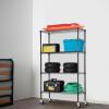 imagePayLessHere  6Tier Wire Shelf with Wheels  48quotx18quotx82quot  Chrome  Adjustable Racks  HeavyDuty Storage Shelves Holds Upto 510 lbs  RustResistant NoTool Assembly  for Home Garage ShelvingBlack