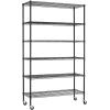 imagePayLessHere  6Tier Wire Shelf with Wheels  48quotx18quotx82quot  Chrome  Adjustable Racks  HeavyDuty Storage Shelves Holds Upto 510 lbs  RustResistant NoTool Assembly  for Home Garage ShelvingBlack