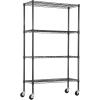 imagePayLessHere  6Tier Wire Shelf with Wheels  48quotx18quotx82quot  Chrome  Adjustable Racks  HeavyDuty Storage Shelves Holds Upto 510 lbs  RustResistant NoTool Assembly  for Home Garage ShelvingBlack